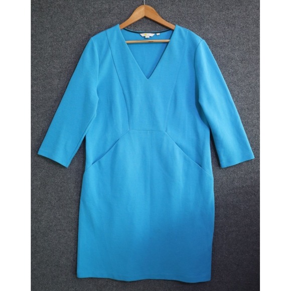 Boden Dresses & Skirts - Boden Bronte Ottoman 3/4 Sleeve Above Knee Pencil Dress V Neck Women 12R Blue